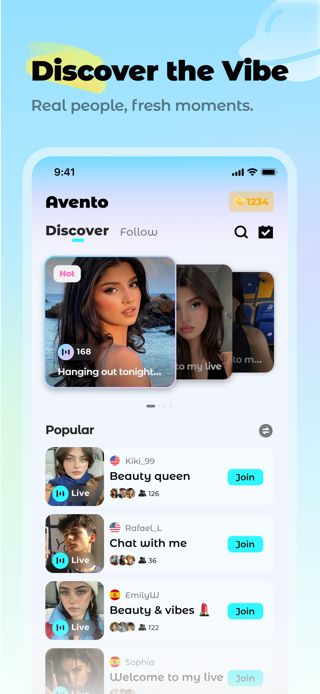 Avento livestream screen