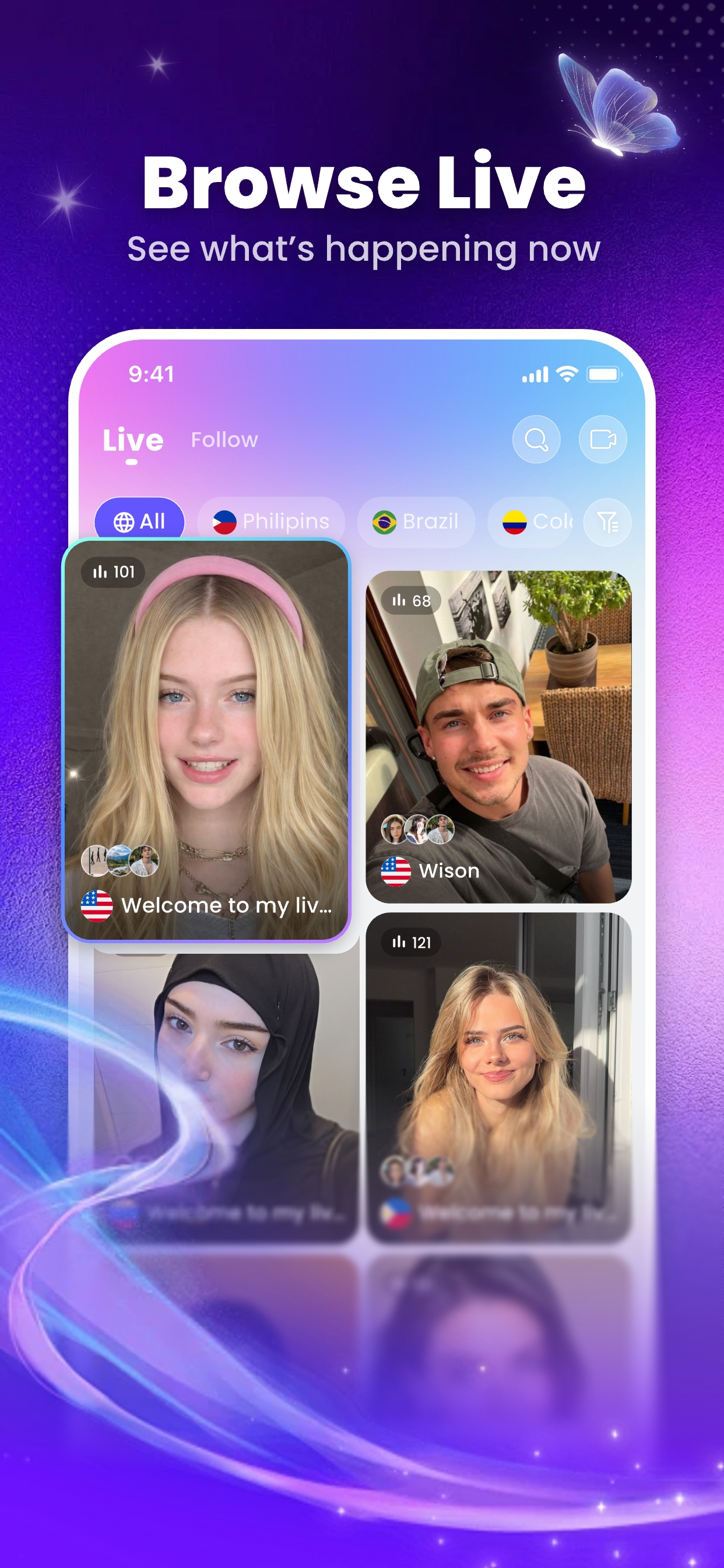 Browse live streams on Avento