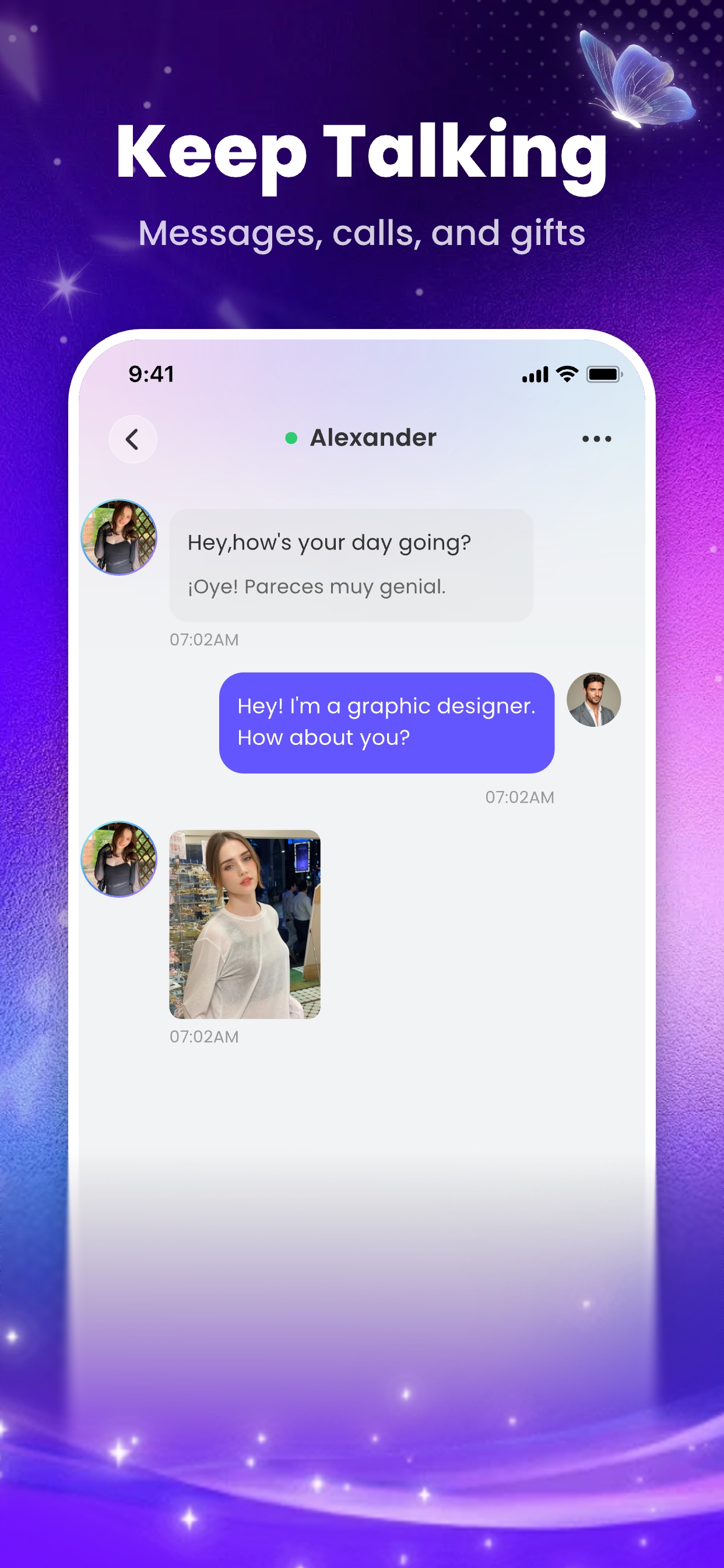 Private one-on-one chat on Avento